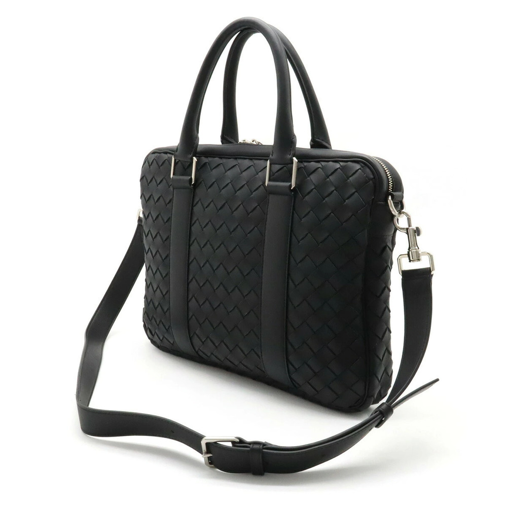 Bottega Veneta Leather Shoulder Bag Business Briefcase Intrecciato Black